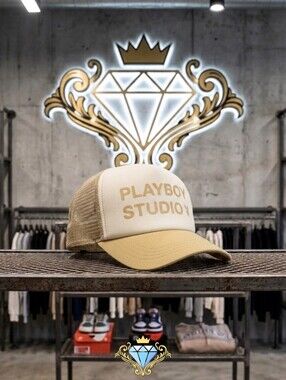 Playboy by PacSun Tan Cream Mesh Trucker Hat Snapback Playboy Studio OSFM Unisex